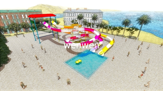 カスタマイズされた開いた多彩な螺線形水公園のスライド100 Sq.Mの床面積